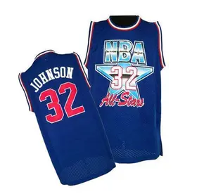 Los Angeles Lakers Authentic Blue Magic Johnson 1992 All Star Throwback Jersey - Men's