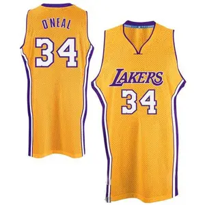 Los Angeles Lakers Authentic Gold Shaquille O'Neal Throwback Jersey - Men's