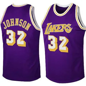 Los Angeles Lakers Authentic Purple Magic Johnson Throwback Jersey - Men's