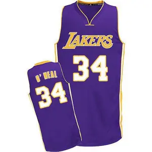 Los Angeles Lakers Authentic Purple Shaquille O'Neal Throwback Jersey - Men's