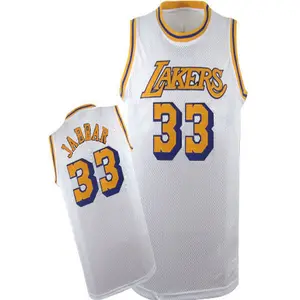 Los Angeles Lakers Authentic White Kareem Abdul-Jabbar Throwback Jersey - Men's