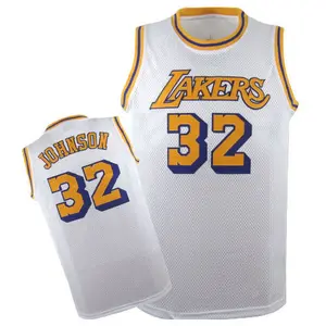 Los Angeles Lakers Authentic White Magic Johnson Throwback Jersey - Men's