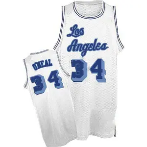 Los Angeles Lakers Authentic White Shaquille O'Neal Throwback Jersey - Men's