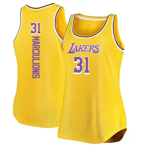 Los Angeles Lakers Fast Break Gold Augustas Marciulionis Movement Tank Jersey - Icon Edition - Women's