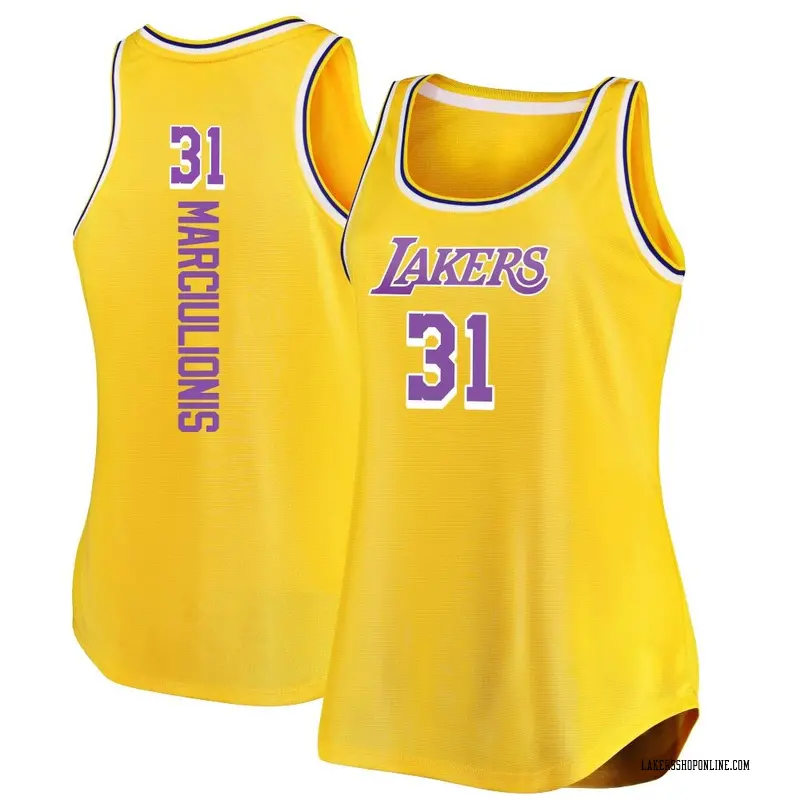 Los Angeles Lakers Fast Break Gold Augustas Marciulionis Movement Tank Jersey - Icon Edition - Women's
