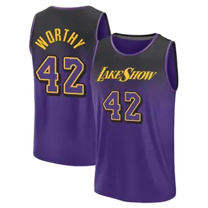 Los Angeles Lakers Fast Break Purple James Worthy Fanatics 2024/25 City Edition Jersey - Youth