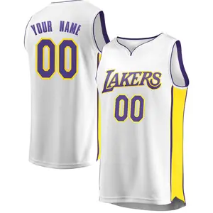 Los Angeles Lakers Fast Break White Custom Jersey - Association Edition - Men's