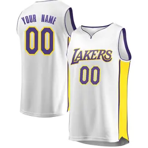 Los Angeles Lakers Fast Break White Custom Jersey - Association Edition - Youth