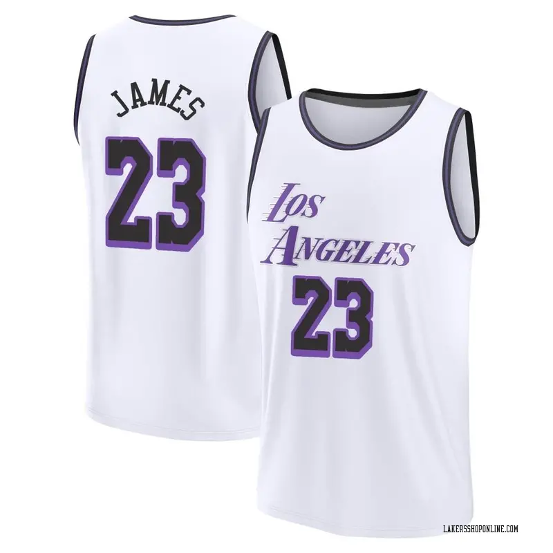 Los Angeles Lakers Fast Break White LeBron James 2022/23 City Edition Jersey - Men's