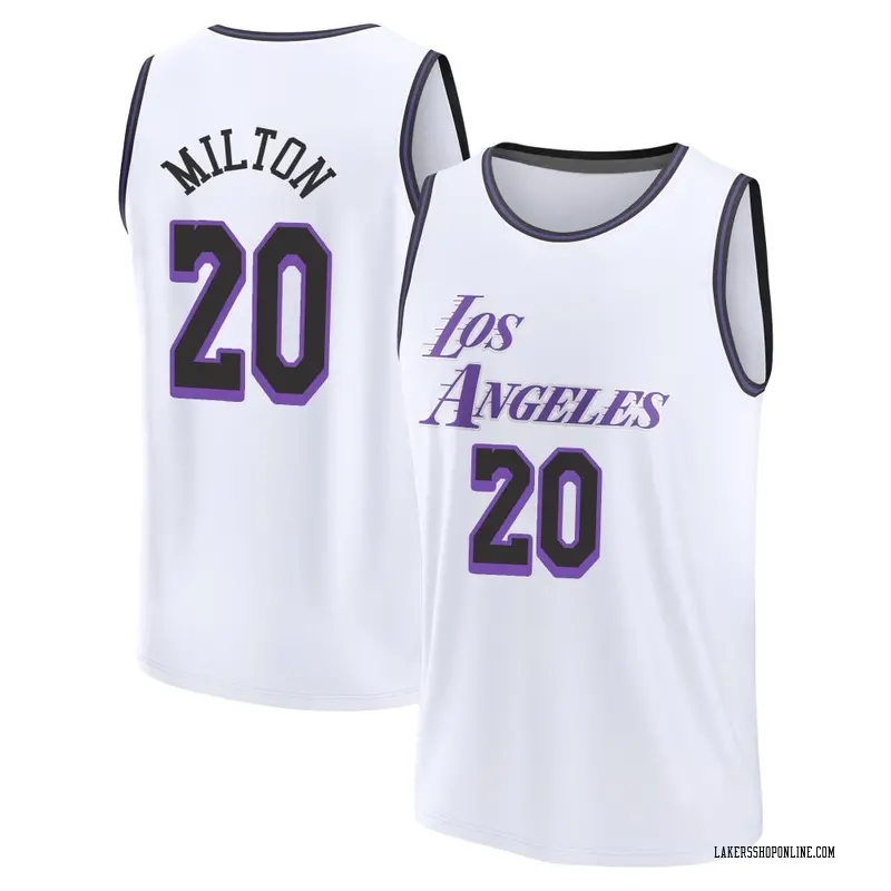 Los Angeles Lakers Fast Break White Shake Milton 2022/23 City Edition Jersey - Men's