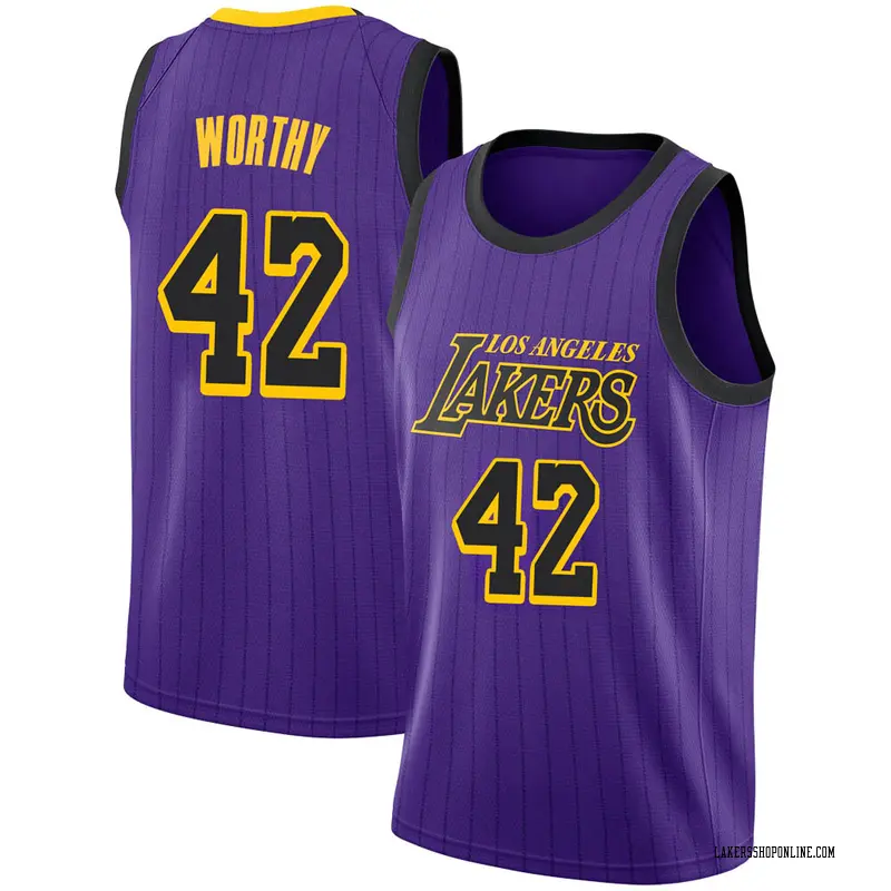 Los Angeles Lakers Swingman Purple James Worthy 2018/19 Jersey - City Edition - Men's