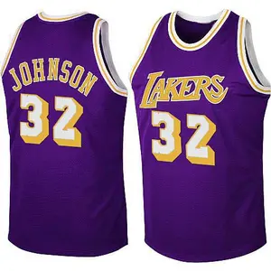 Los Angeles Lakers Swingman Purple Magic Johnson Throwback Jersey - Men's