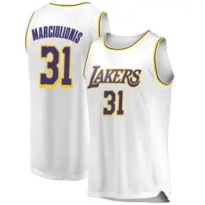 Los Angeles Lakers Swingman White Augustas Marciulionis 2018/19 Jersey - Association Edition - Men's