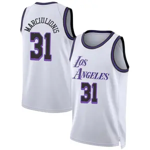 Los Angeles Lakers Swingman White Augustas Marciulionis 2022/23 City Edition Jersey - Youth