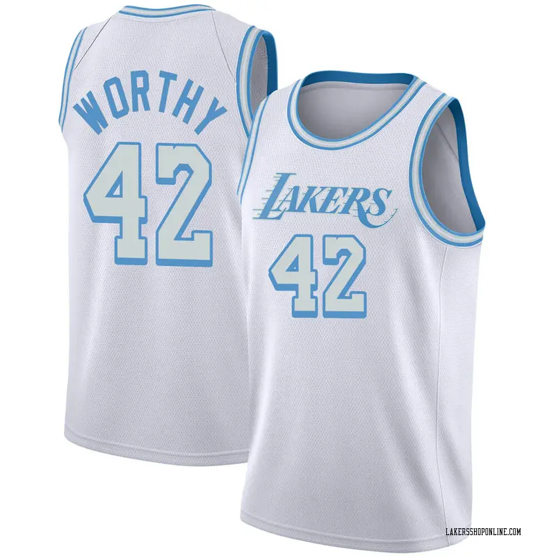 Los Angeles Lakers Swingman White James Worthy 2020/21 Jersey - City Edition - Men's
