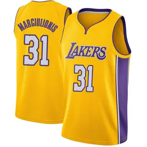 Los Angeles Lakers Swingman Yellow Augustas Marciulionis Jersey - Icon Edition - Youth